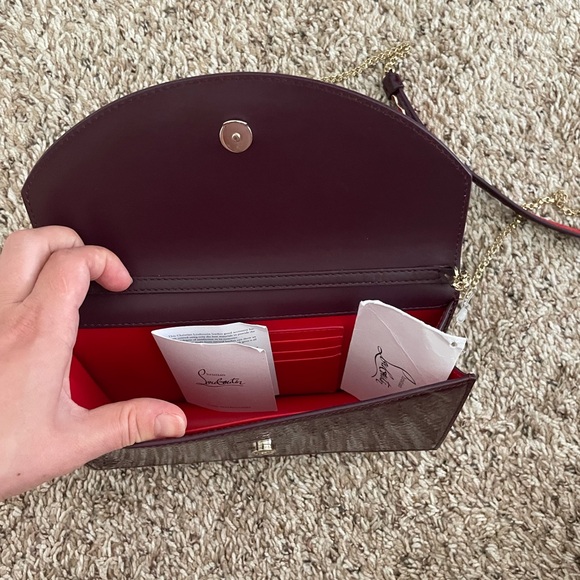 ❌SOLD OUT❌Christian Louboutin Wine Lizard Embossed WOC - Picture 13 of 16